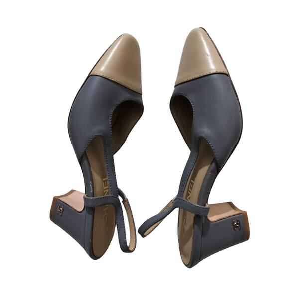 Channel womens two tone slingback heels shoes size 7 - Picture 1 of 13